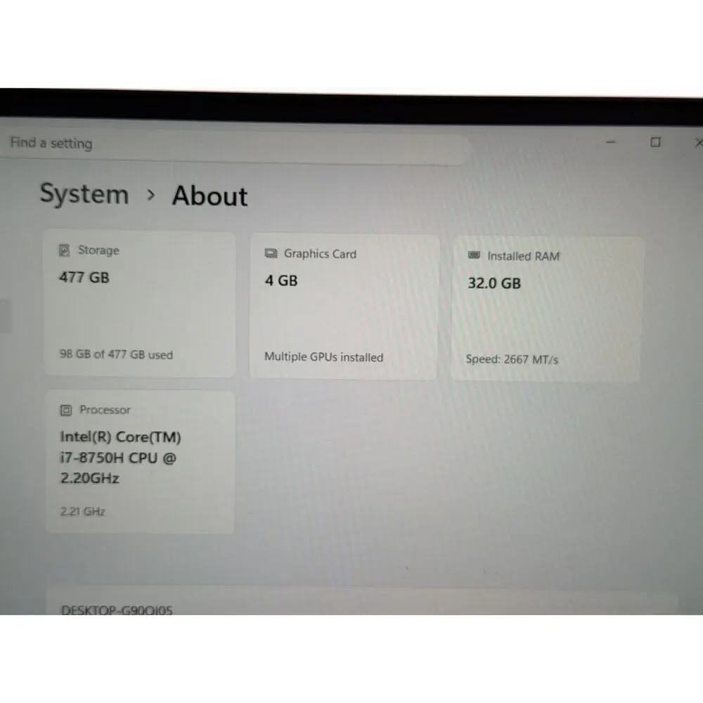 Dell XPS 15 9570 i7-8750H 32GB Ram 512GB M2 GeForce GTX 1050Ti Windows 11 Pro